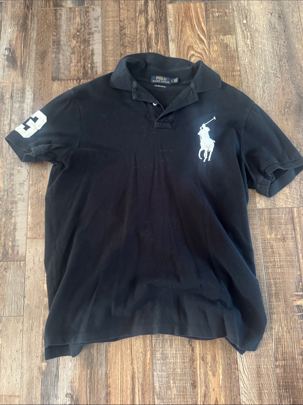 Ralph Lauren Black Polo Shirt with White Pony Logo